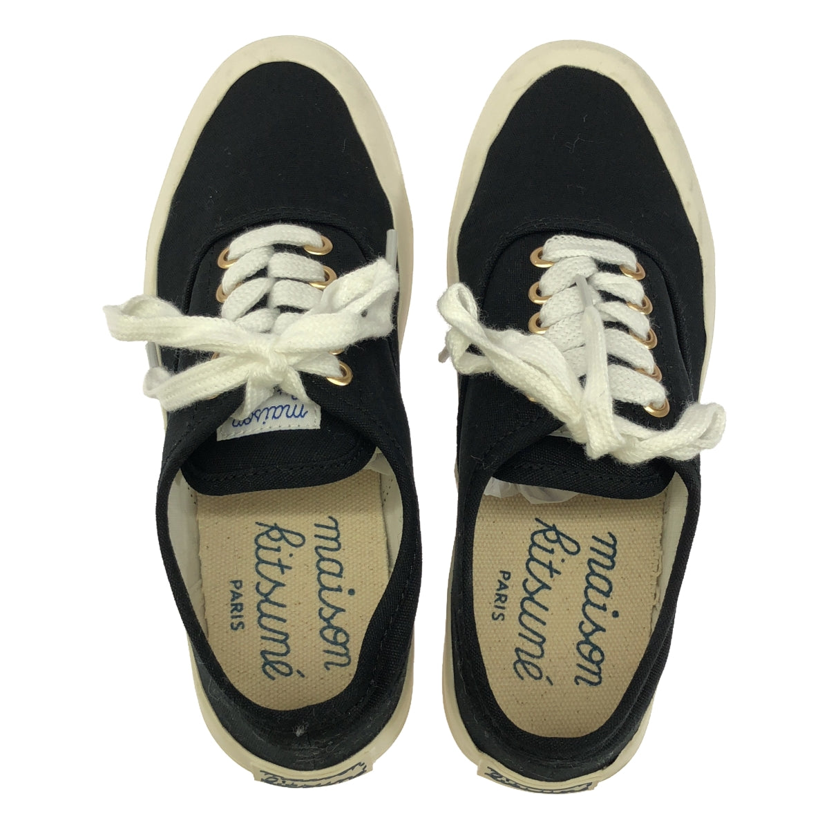 【美品】  MAISON KITSUNE / メゾンキツネ | キャンバス ローカットスニーカー | 22 | ブラック | レディース