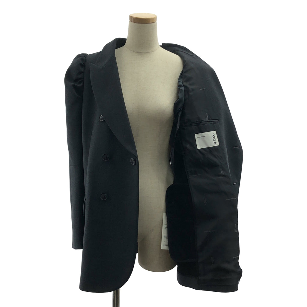【美品】  TOGA / トーガ | Puff shoulder jacket / パフショルダージャケット / ロゴ総裏地 | 36 | gray | レディース