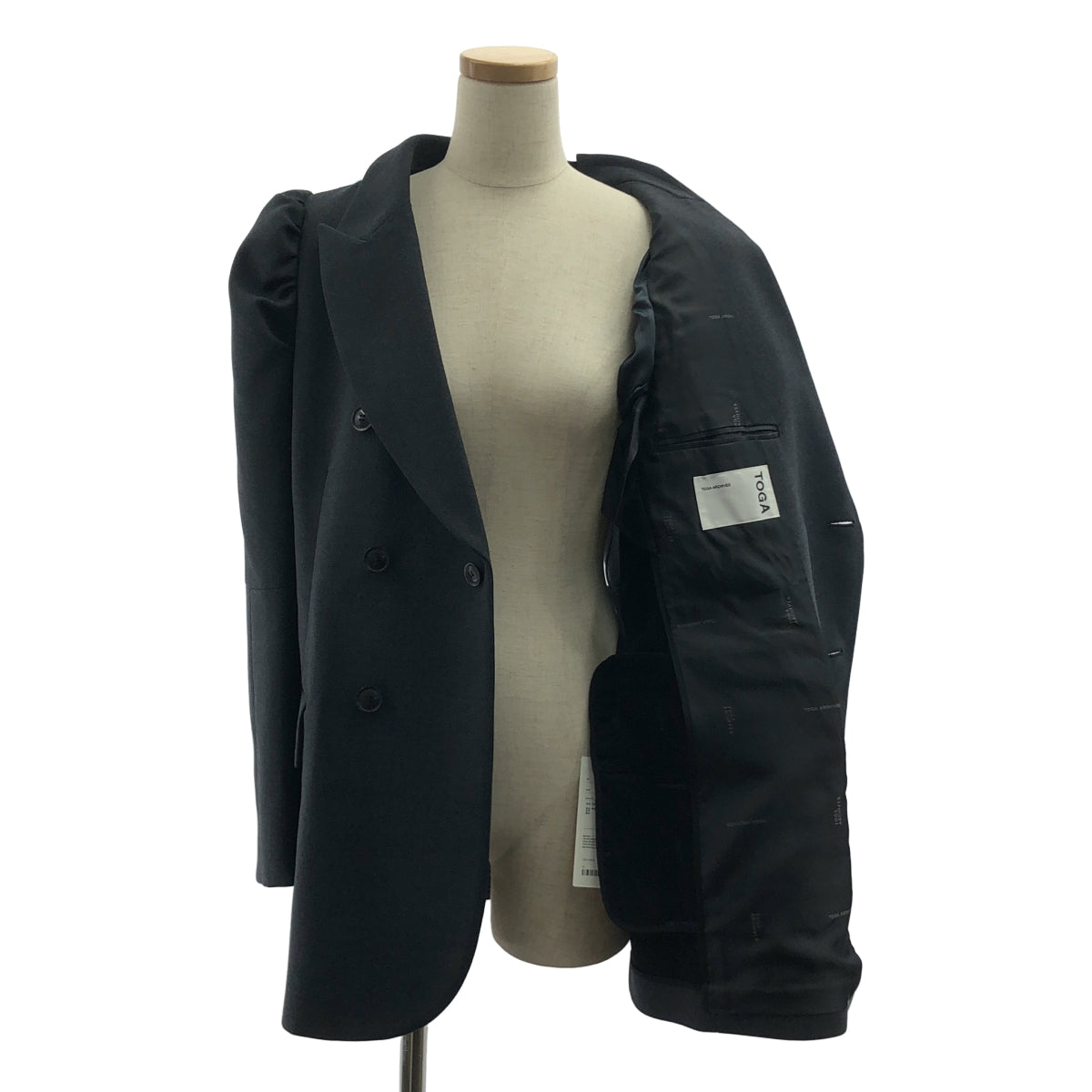 【美品】  TOGA / トーガ | Puff shoulder jacket / パフショルダージャケット / ロゴ総裏地 | 36 | gray | レディース