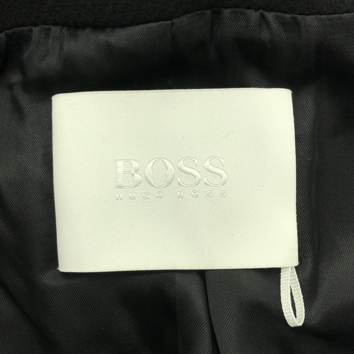 HUGO BOSS / ヒューゴボス | ウール レザー ダブルポケット ノーカラーコート / 総裏地 | 34 | ブラック | レディース