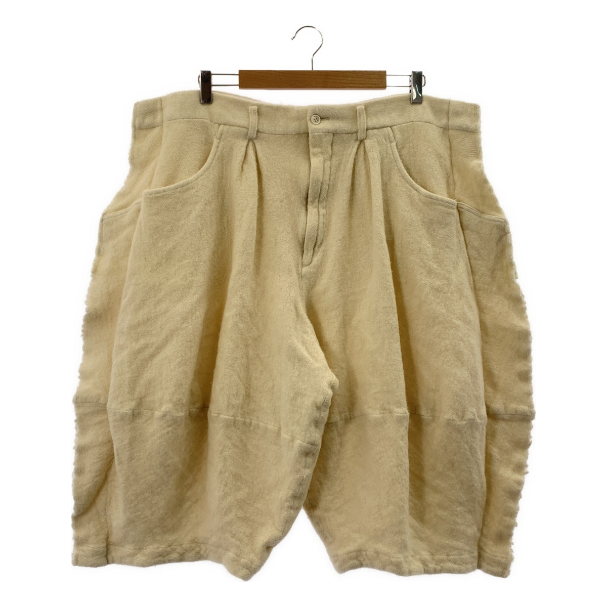 【成色極佳】COMME des GARÇONS HOMME PLUS | 2024 秋冬 | 羊毛縮水內外褶燈籠褲闊腿短褲 | XL碼 | 灰白色 | 男款