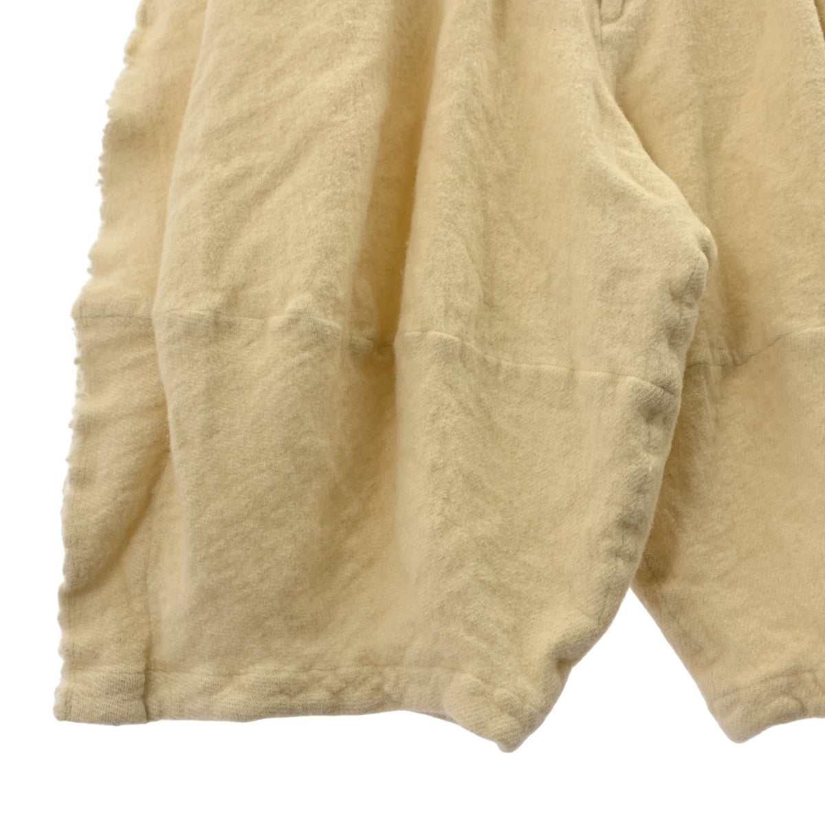 【成色極佳】COMME des GARÇONS HOMME PLUS | 2024 秋冬 | 羊毛縮水內外褶燈籠褲闊腿短褲 | XL碼 | 灰白色 | 男款