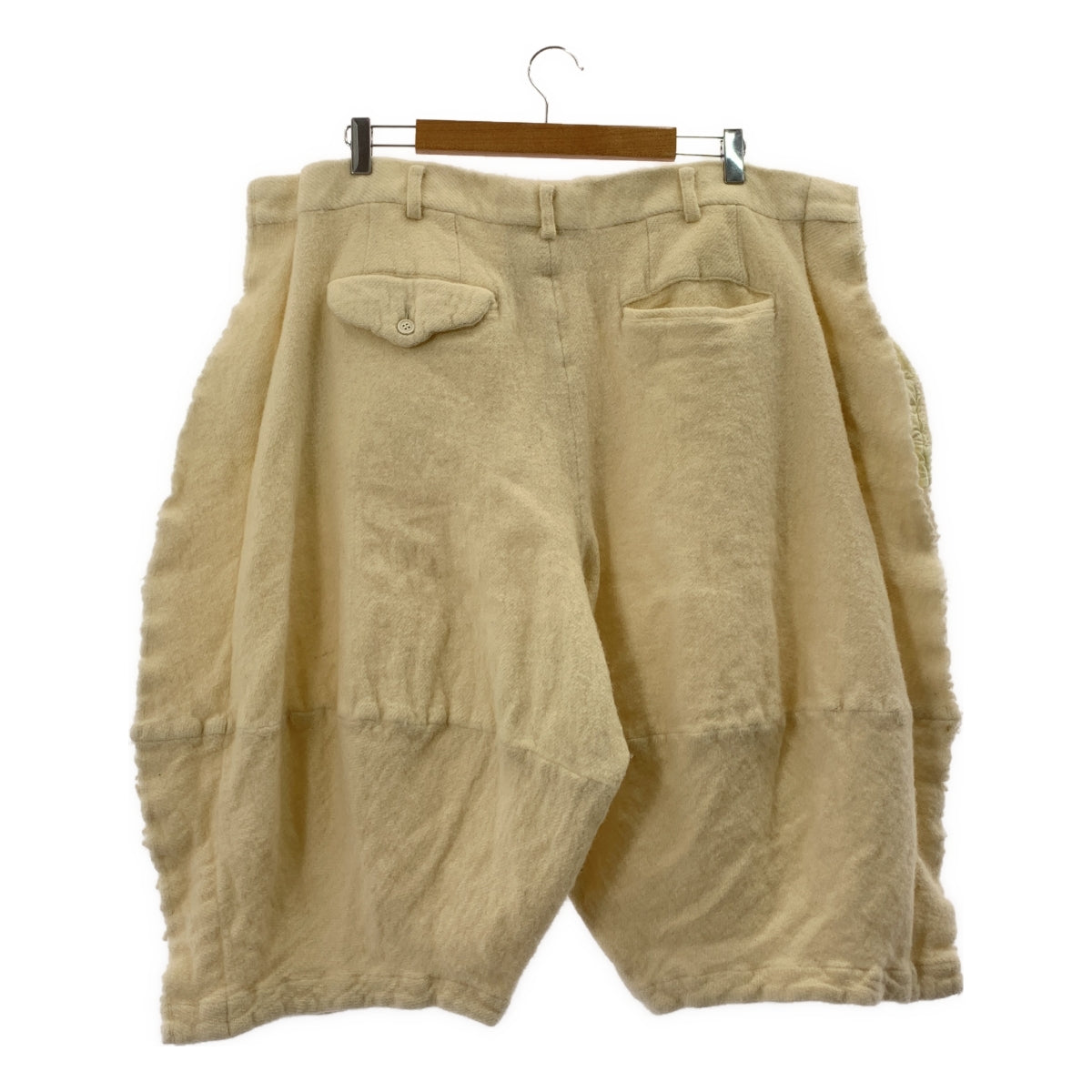 【成色極佳】COMME des GARÇONS HOMME PLUS | 2024 秋冬 | 羊毛縮水內外褶燈籠褲闊腿短褲 | XL碼 | 灰白色 | 男款