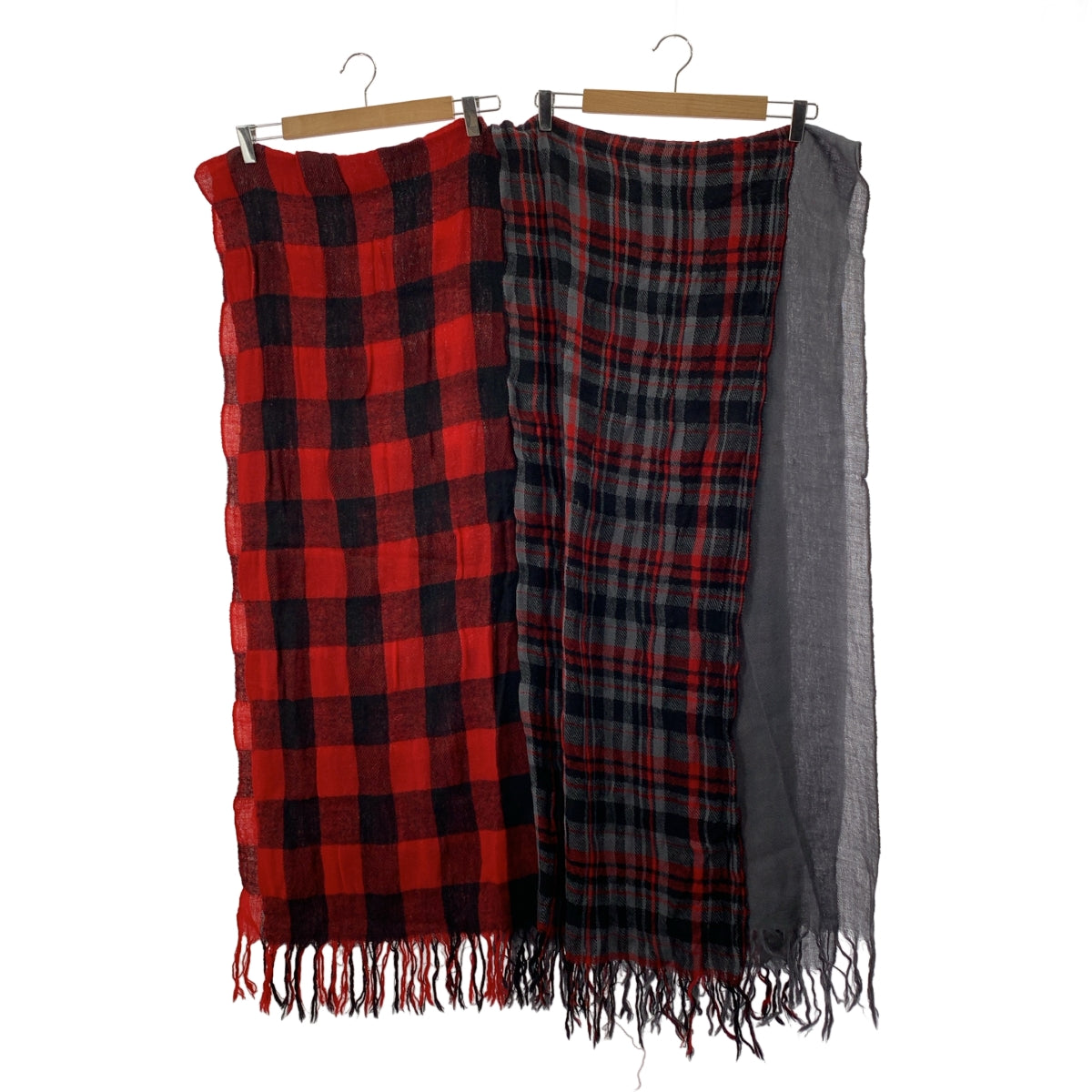 Y's / Y's 山本耀司 | Y's / Y's Yohji Yamamoto分層格紋流蘇披肩| SHOPBOP