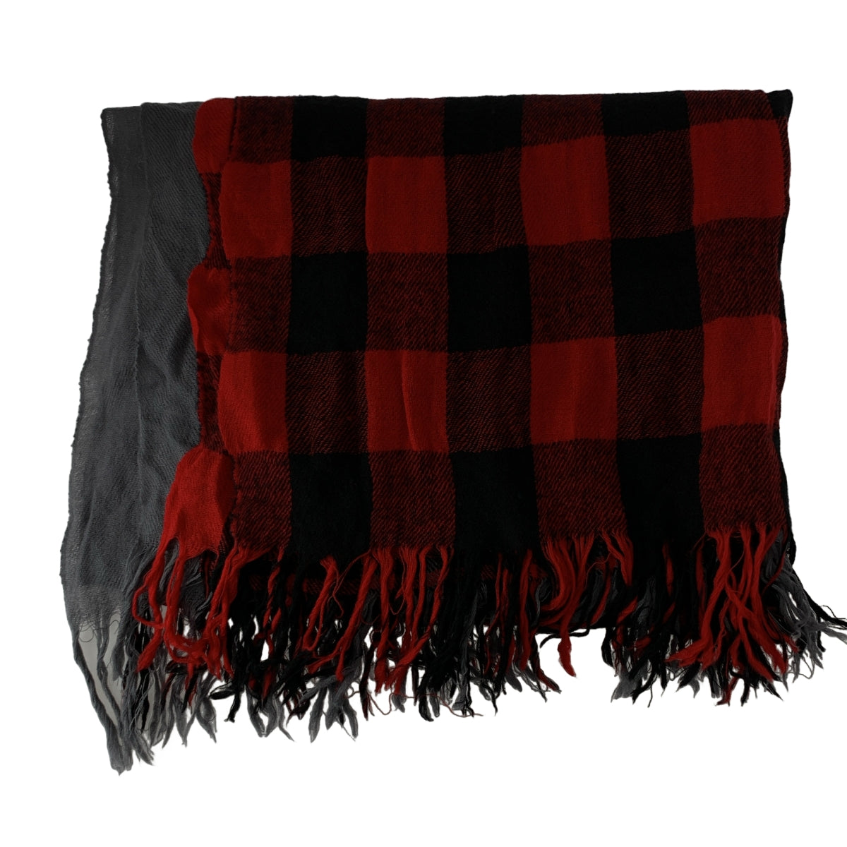 Y's / Y's 山本耀司 | Y's / Y's Yohji Yamamoto分層格紋流蘇披肩| SHOPBOP