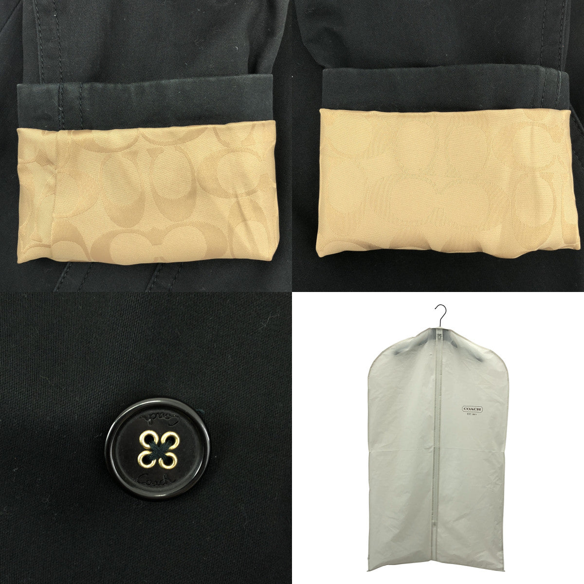 COACH / 코치 | 더블 롱 코트 / 시그니처 로고 총 안감 | S | 블랙 | 여성