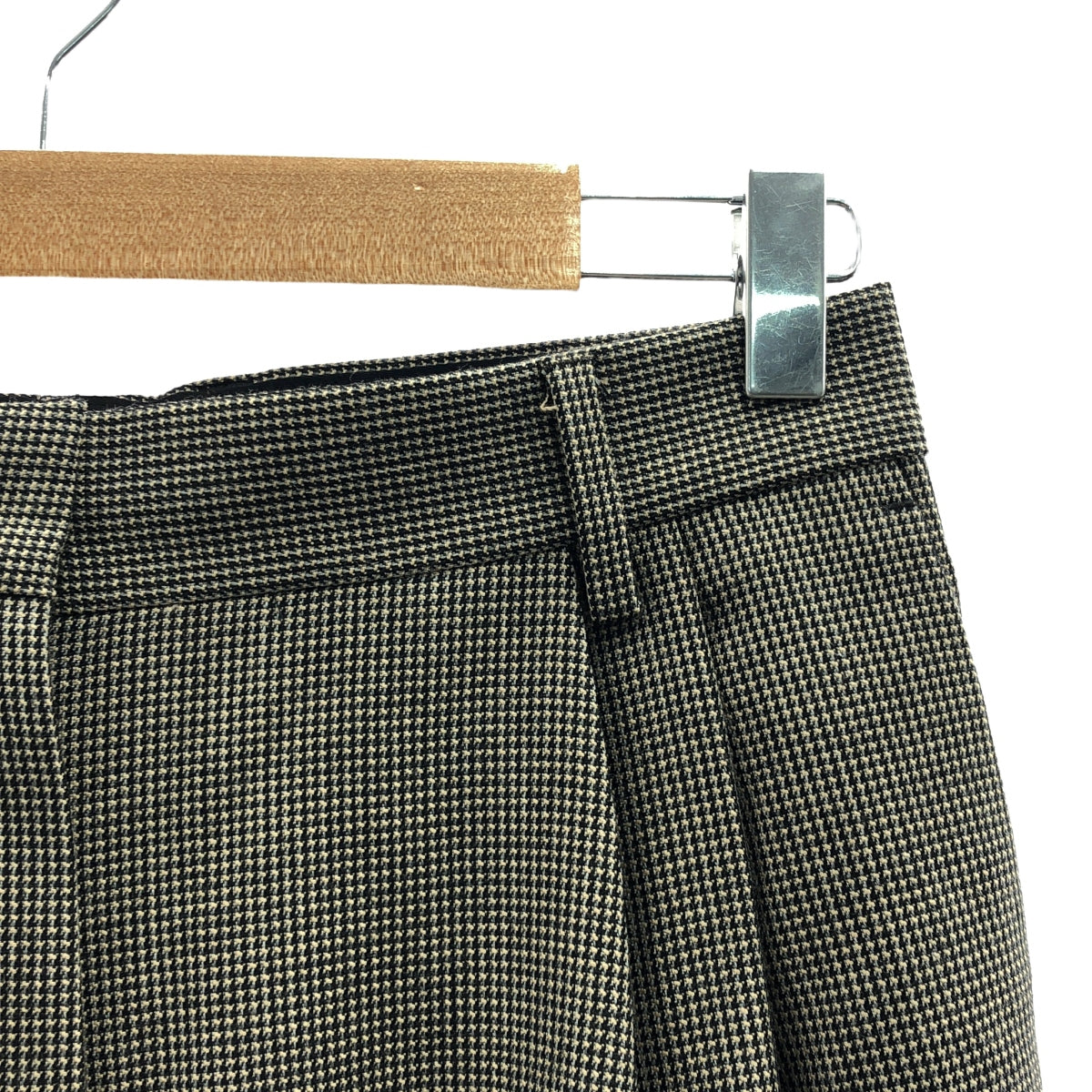 [狀態良好] DRIES VAN NOTEN | 千鳥格紋褶皺羊毛寬褲 | 36碼 | 黑色/灰色/米色 | 女款