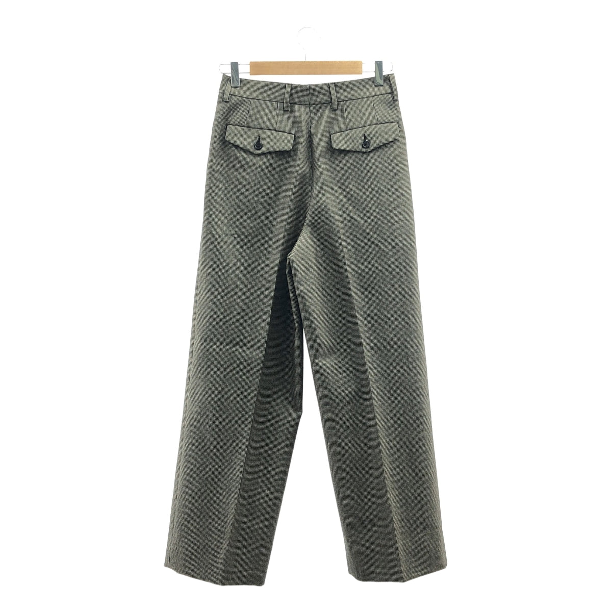 [狀態良好] DRIES VAN NOTEN | 千鳥格紋褶皺羊毛寬褲 | 36碼 | 黑色/灰色/米色 | 女款