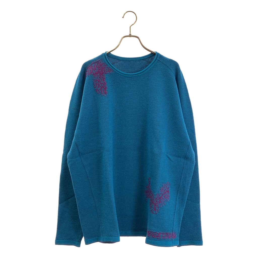 DA'S / ダズ | ウール ドローイング エンブロイダリー クルーネックニット | F | メンズ