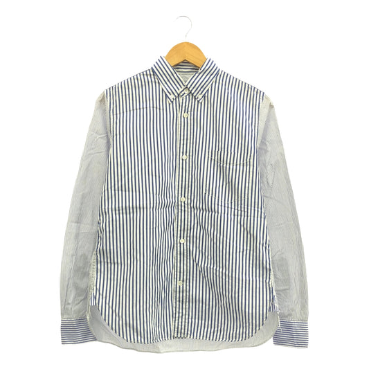 COMME des GARCONS HOMME / 컴데 갤슨 옴므 | 2014AW | 미친 전환 스트라이프 코튼 셔츠 | XS | 블루 / 화이트 | 남성