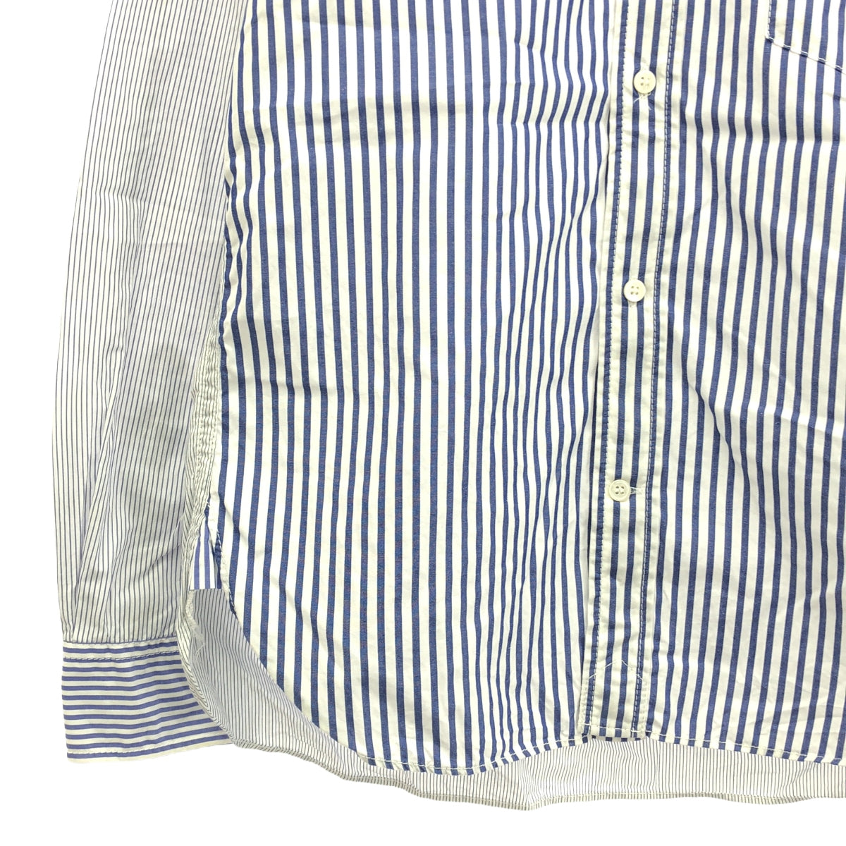 COMME des GARCONS HOMME | 2014AW | Crazy Switch 條紋棉質襯衫 | XS | 藍/白 | 男款