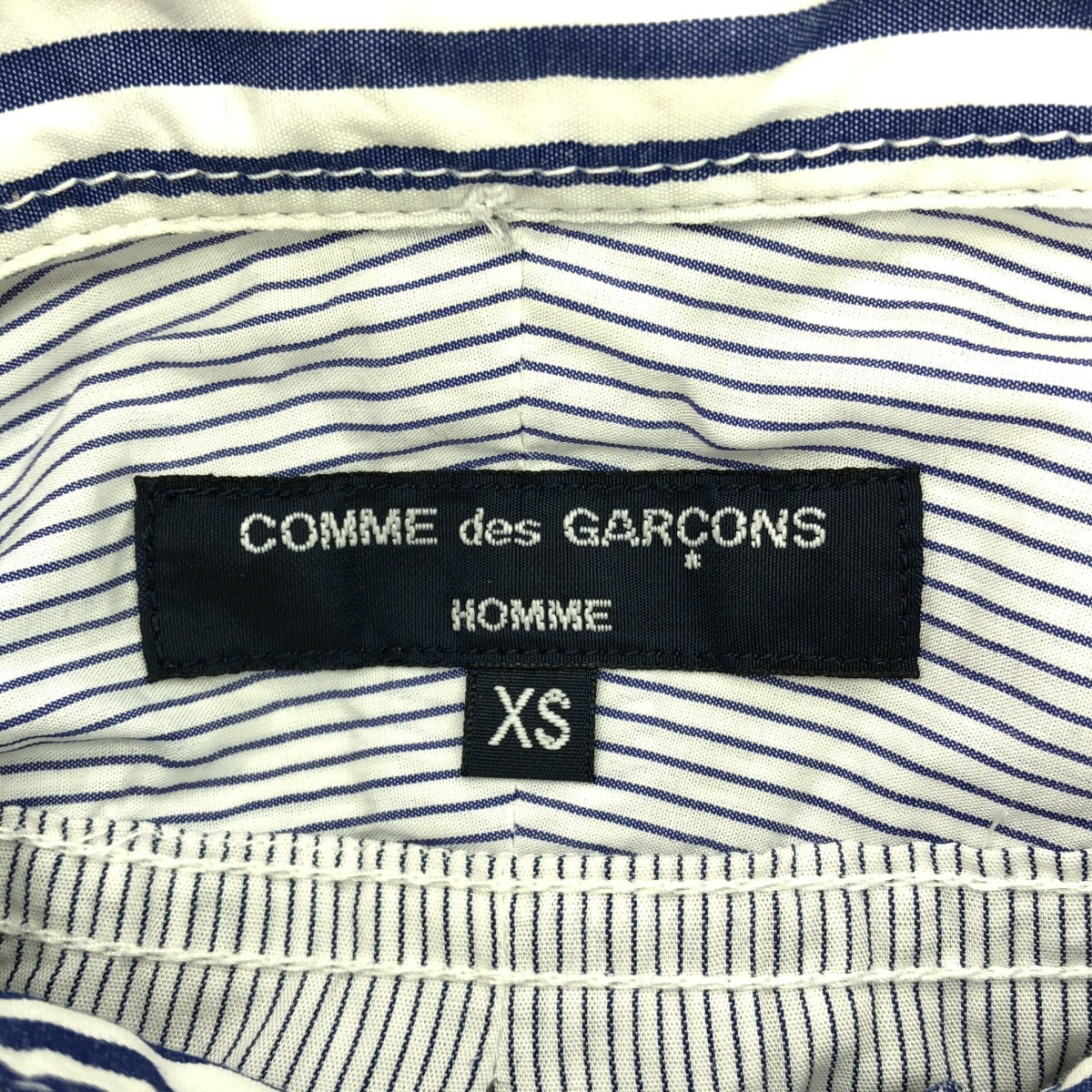 COMME des GARCONS HOMME | 2014AW | Crazy Switch 條紋棉質襯衫 | XS | 藍/白 | 男款