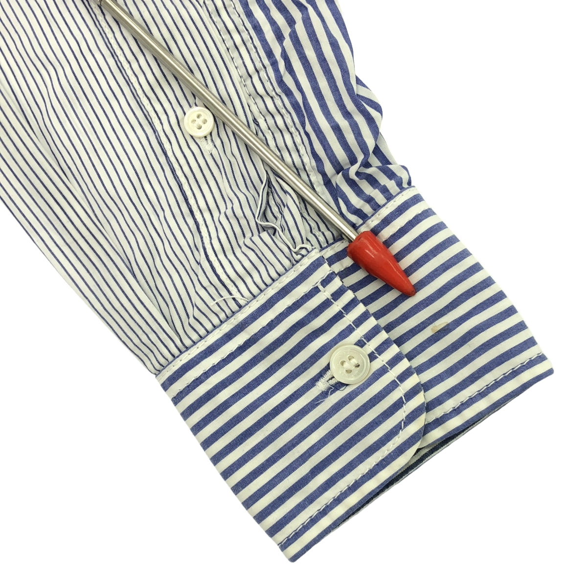 COMME des GARCONS HOMME | 2014AW | Crazy Switch 條紋棉質襯衫 | XS | 藍/白 | 男款