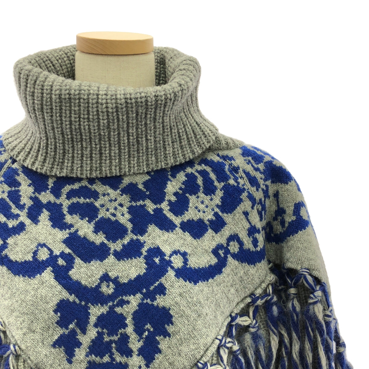 [狀況良好] sacai | 2019秋冬 |花卉提花流蘇高領衫 | 1 |藍色/灰色 |女性的