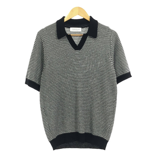 【美品】  TOMORROWLAND tricot / トゥモローランドトリコ | 2024SS | マーセライズドコットン スキッパーニットポロ | S | ブラック/グレー/ホワイト | メンズ