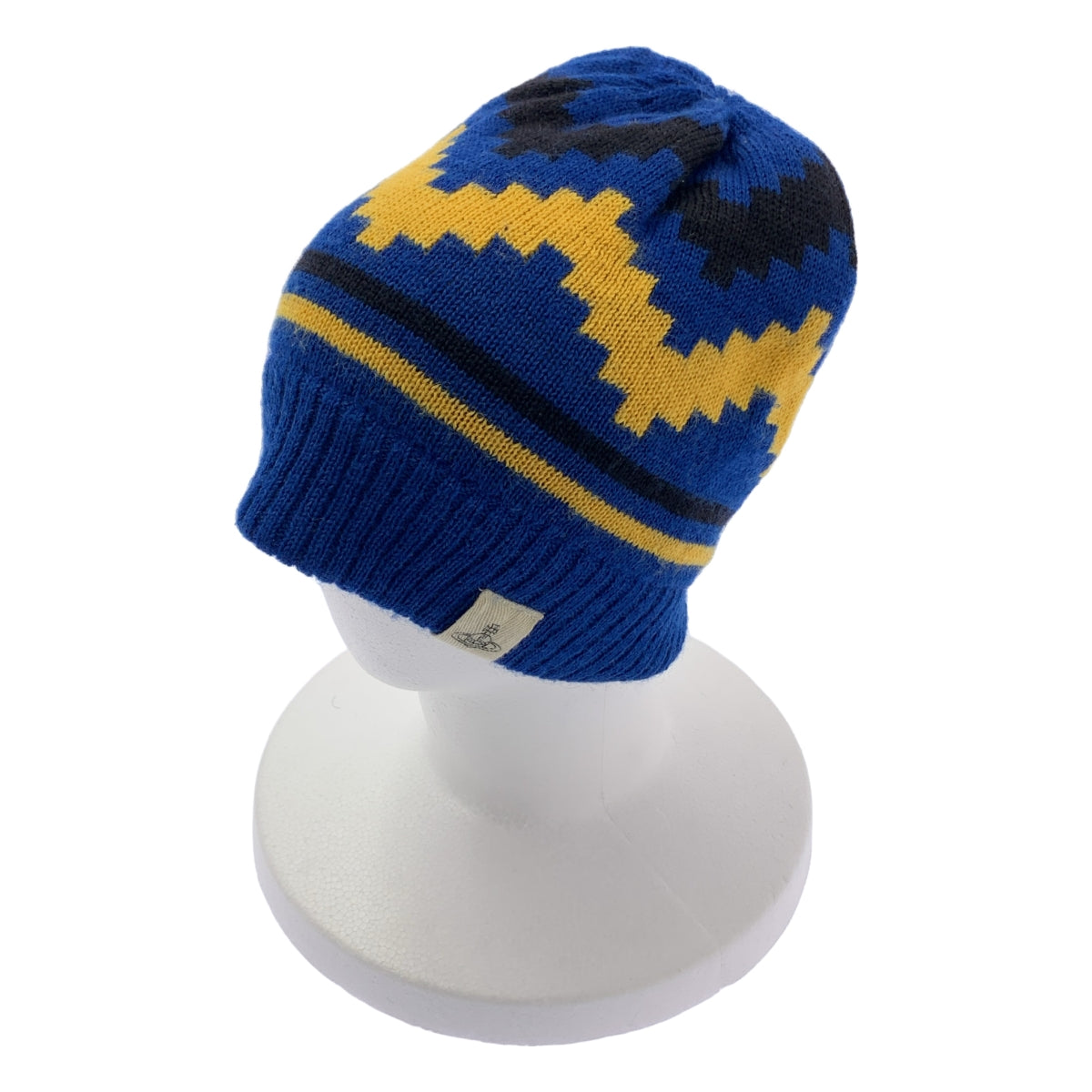 Vivienne Westwood / ヴィヴィアンウエストウッド | ウール 総柄 ロゴ ニット ビーニーキャップ 帽子 / ユニセックス | ブルー | メンズ