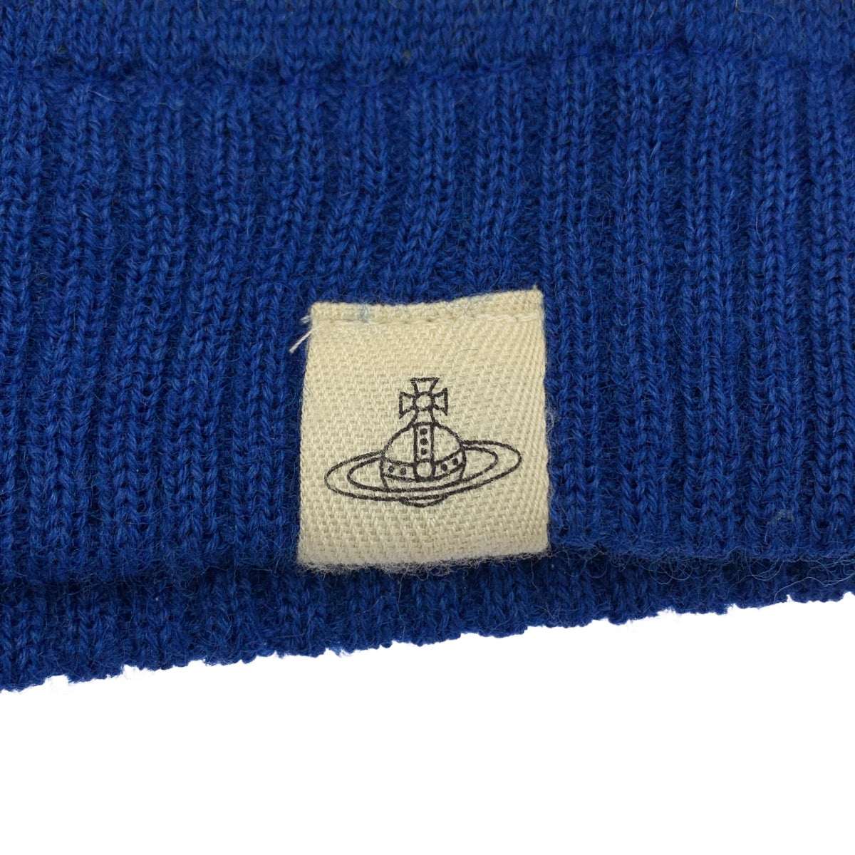 Vivienne Westwood / 비비안 웨스트 우드 | 울 총 무늬 로고 니트 비니 캡 모자 / 유니섹스 | 블루 | 남성