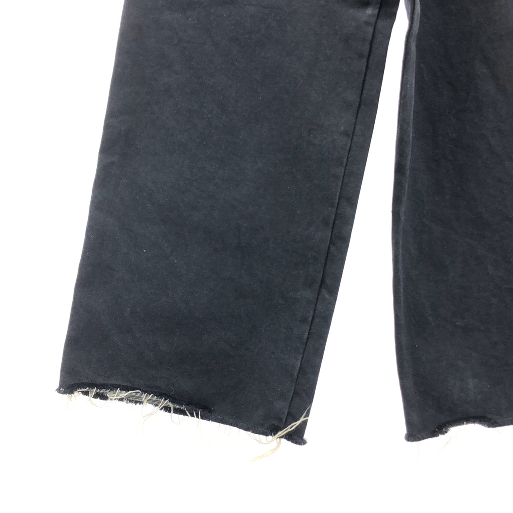 CINOH / チノ | Hi-Waist Pin Tuck Denim / インディゴ染め加工 ロゴレザーパッチ カットオフ ワイド デニムパンツ | 28 | レディース