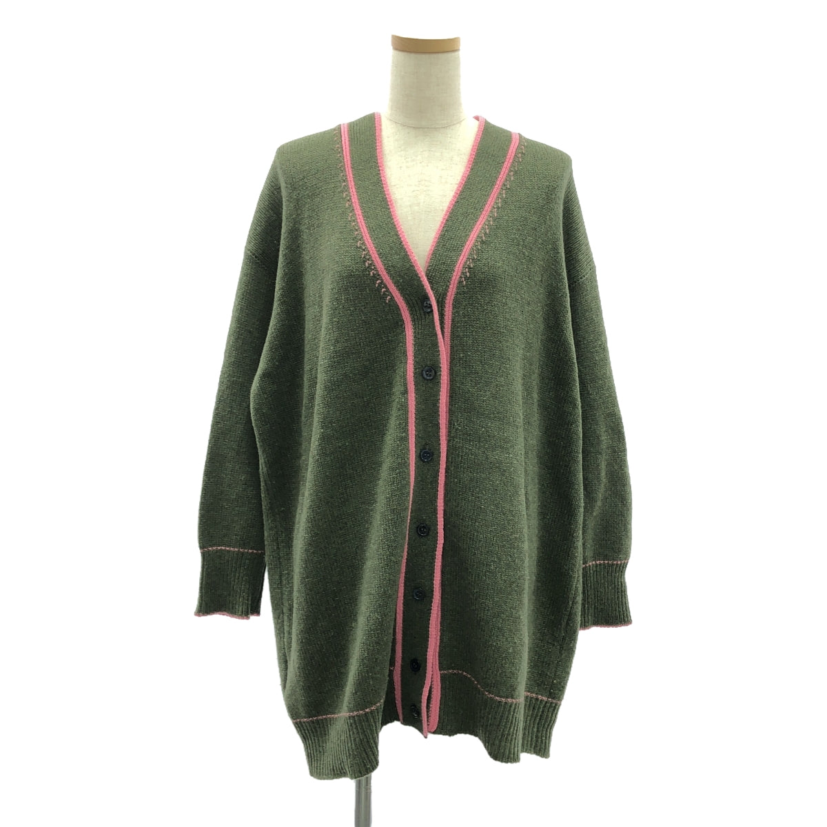 MARNI | V-neck bicolor cardigan | 38 | Khaki/pink | Women's