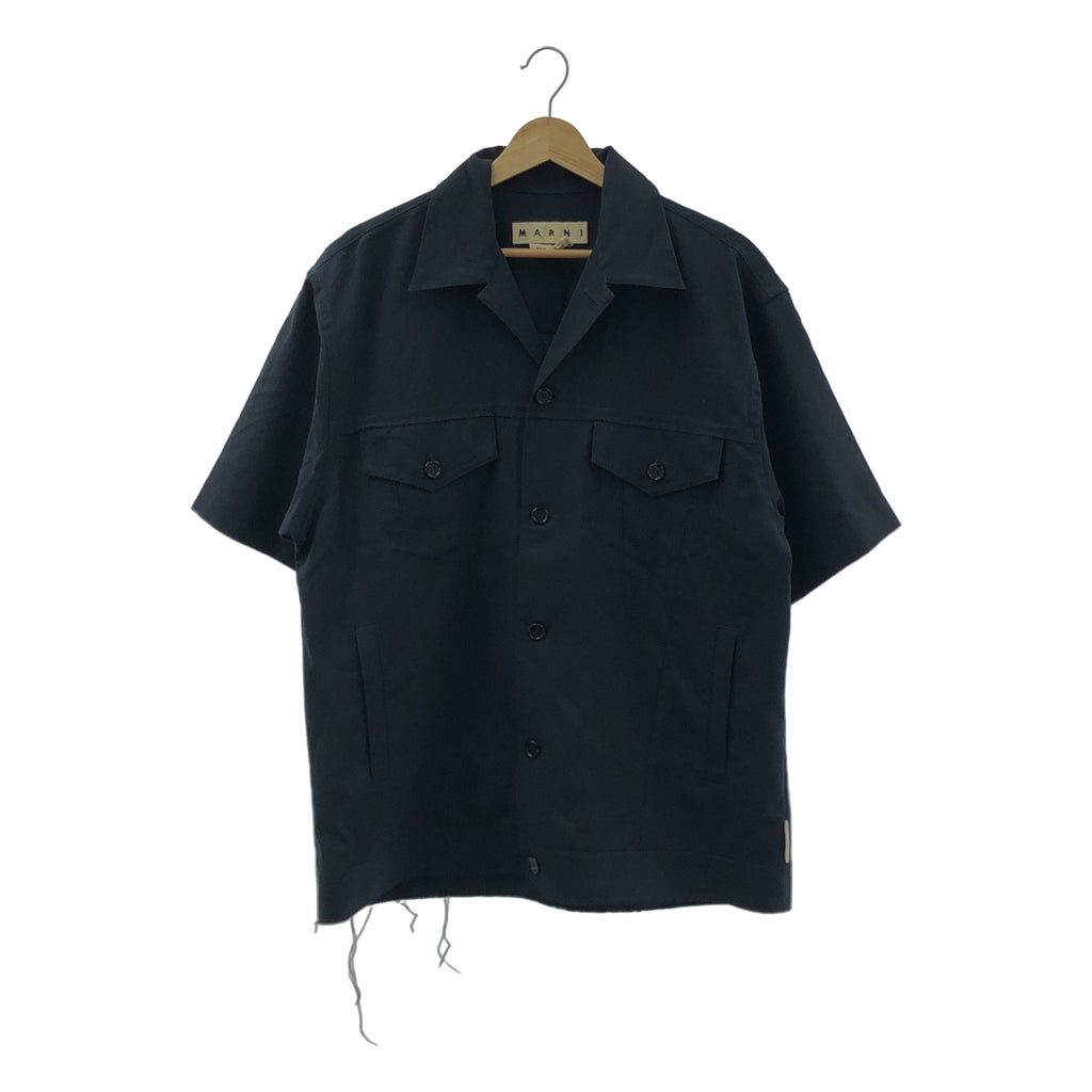 MARNI / 마르니 | 2021SS | 열대 모직 컷오프 오픈 컬러 반팔 셔츠 | 48 | 남성