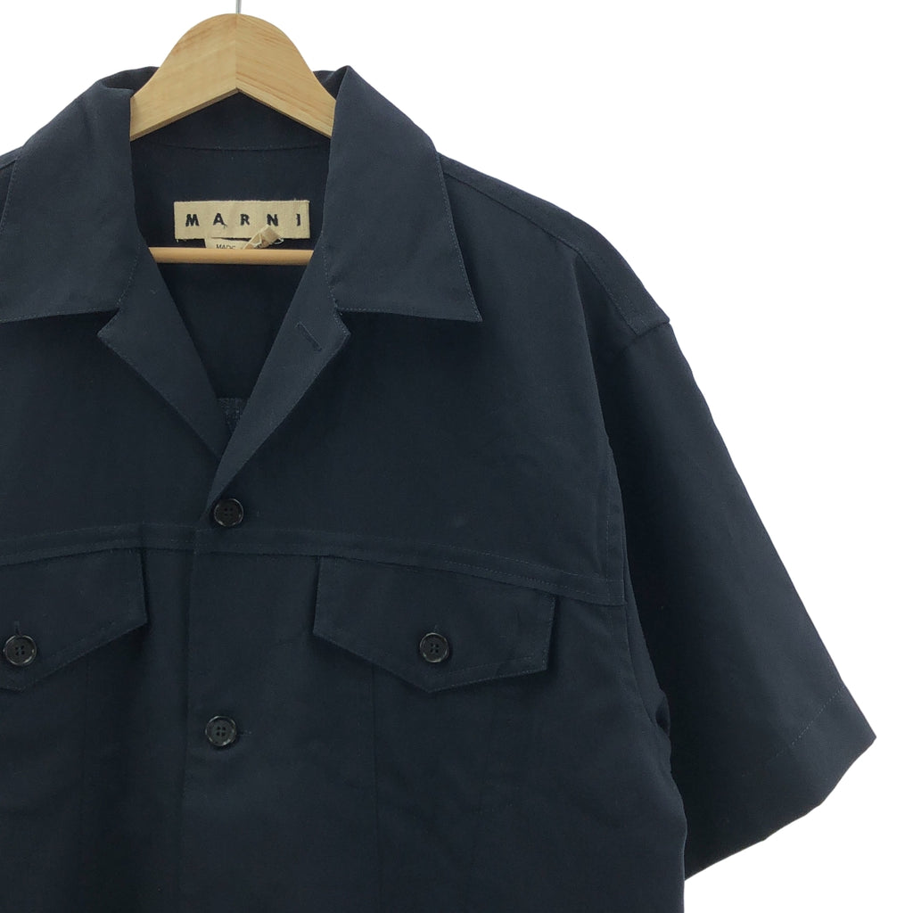 MARNI / 마르니 | 2021SS | 열대 모직 컷오프 오픈 컬러 반팔 셔츠 | 48 | 남성