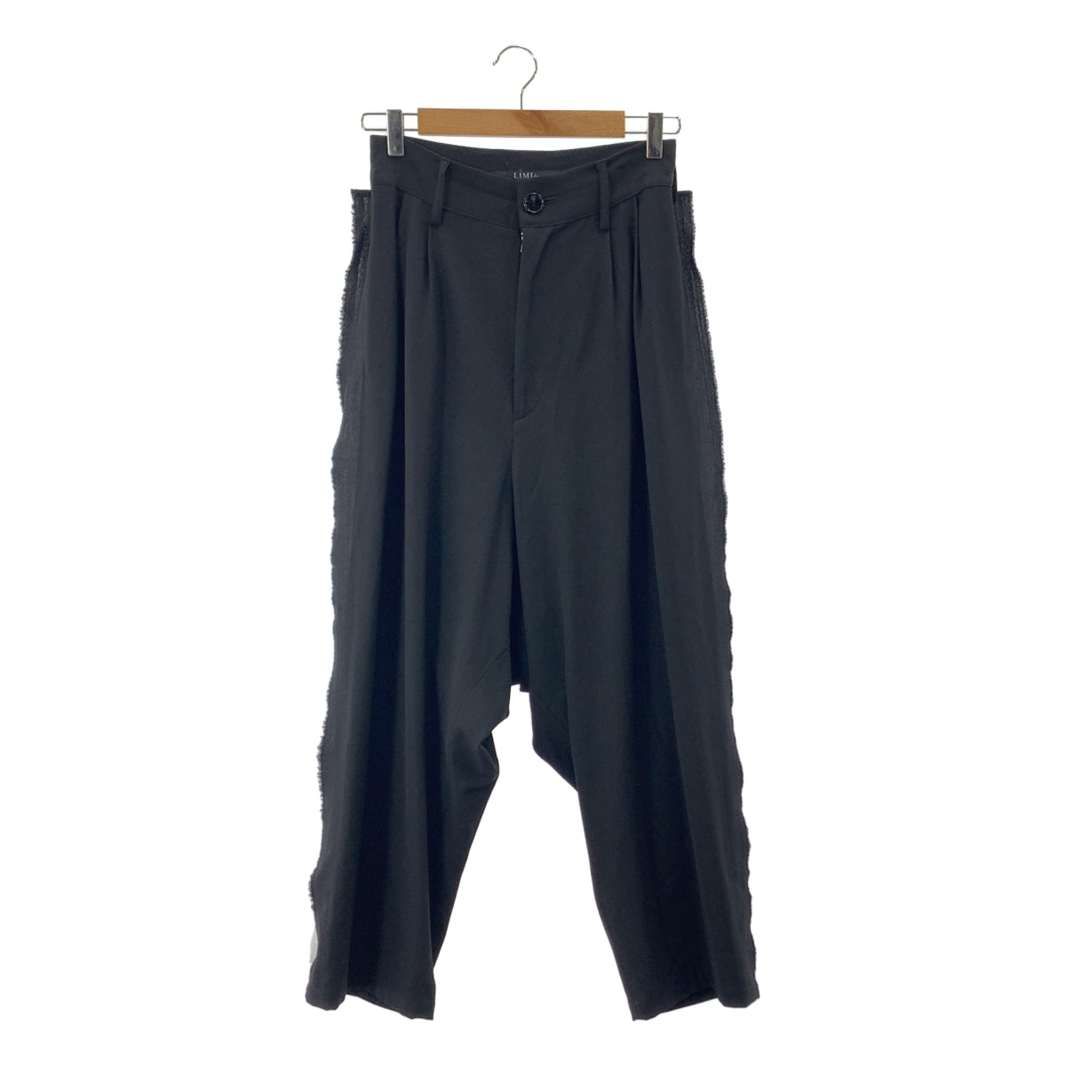 [狀況極佳] LIMI feu | 側邊設計雙褶羊毛華達呢長褲 | S碼 | 黑色 | 女款