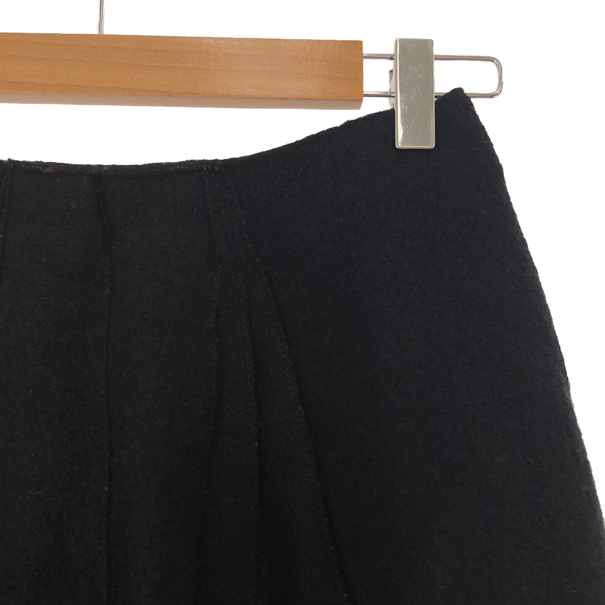 EMPORIO ARMANI / エンポリオアルマーニ | ウール 縮絨 バックジップ スカート | 38 | ブラック | レディース