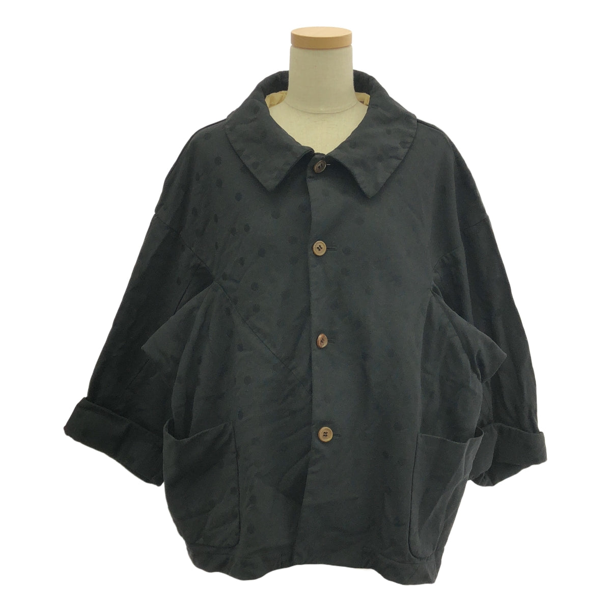 COMME des GARCONS COMME des GARCONS / コムコム | 2013AW | ポリエステル 縮絨 変形 ドット ジャガード パッチ ジャケット / 総裏地 | M | レディース