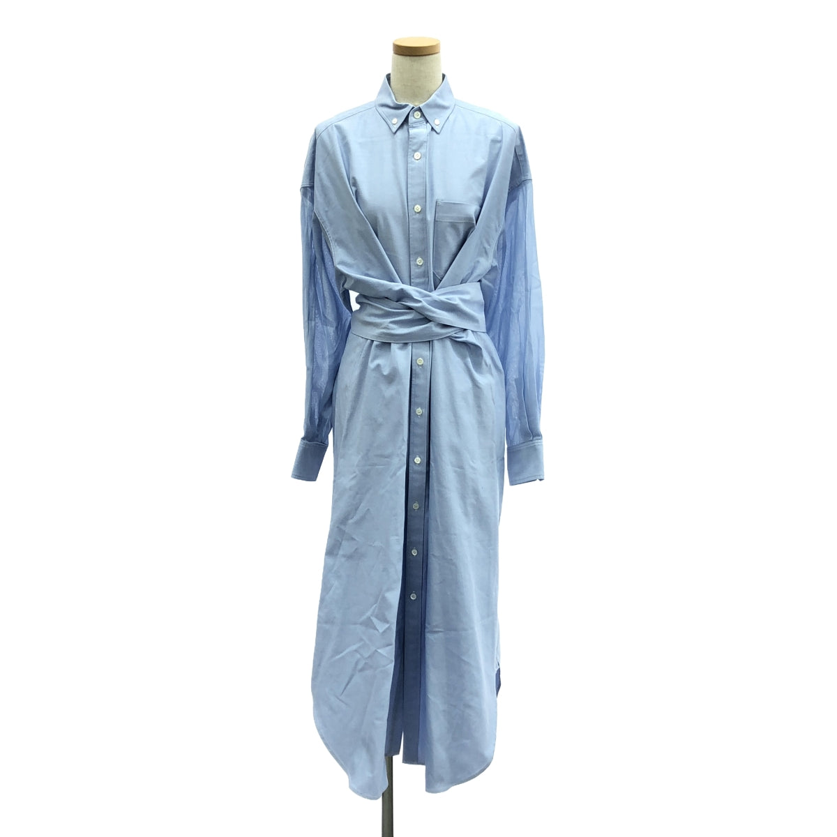 【新品】  HYKE / ハイク | 2023SS | Restyle Archives ＃1 SHEER SLEEVE SHIRT DRESS ワンピース | 1 | ライトブルー | レディース