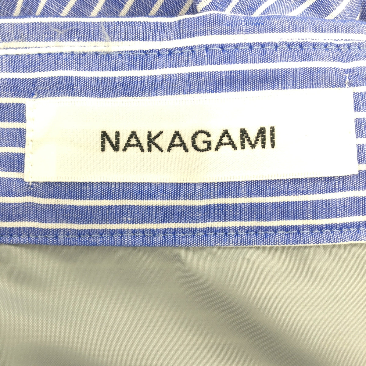 NAKAGAMI / 나카가미 | 스트라이프 셔츠 개더 롱 원피스 | F | 여성
