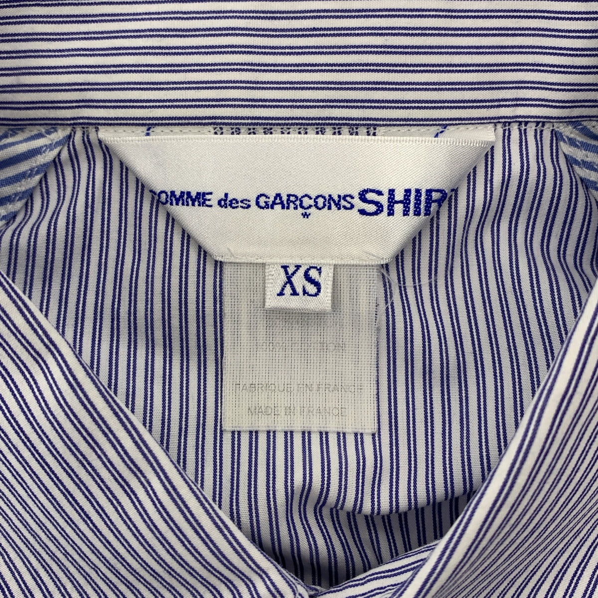 ストライプ　シャツ XS コムデギャルソン COMME des GARCONS ピクセルハートが可愛いプレイコムデギャルソンストライプシャツ