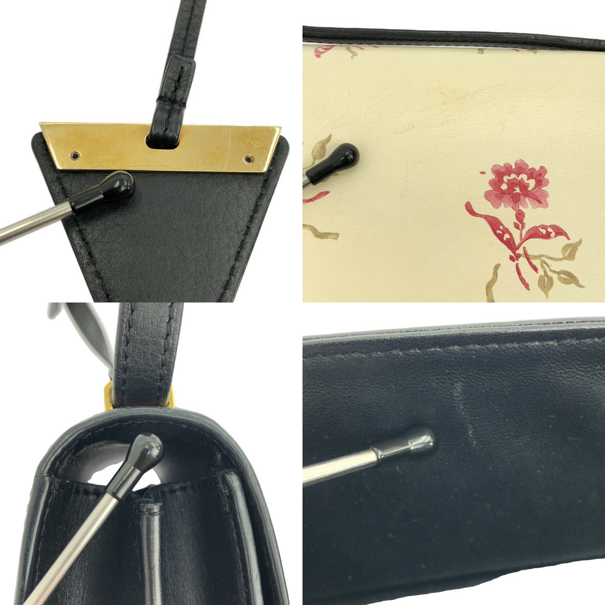 LOEWE / ロエベ | バルセロナ フラワー柄 ショルダーバッグ | ブラック/アイボリー/ピンク | レディース