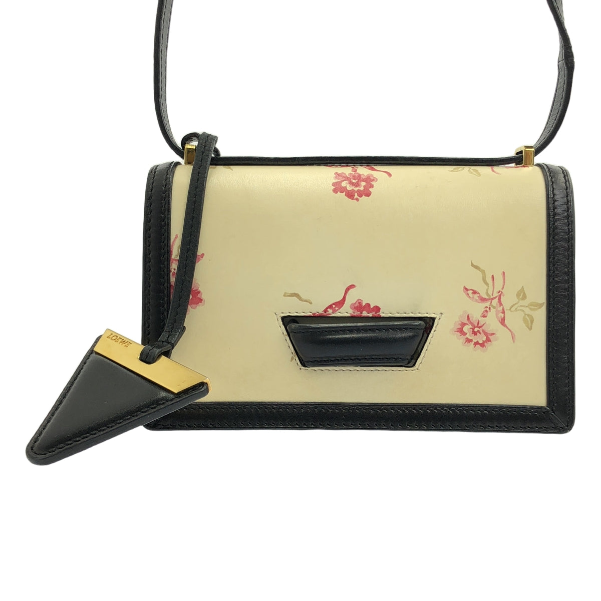 LOEWE / ロエベ | バルセロナ フラワー柄 ショルダーバッグ | ブラック/アイボリー/ピンク | レディース