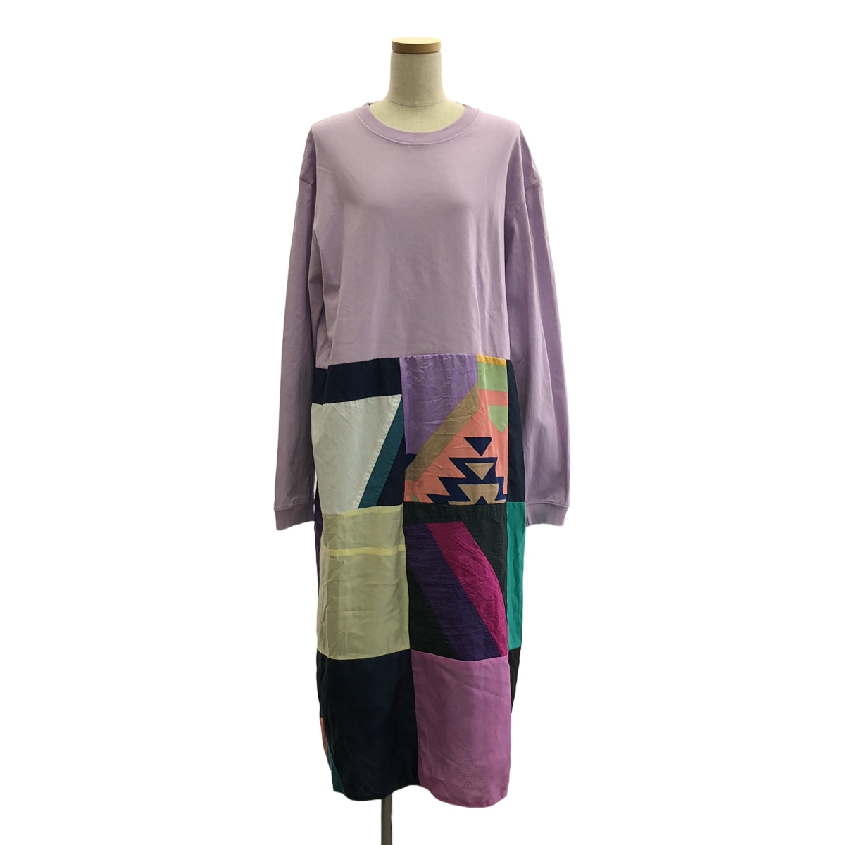 是的沒錯！ ！ | SQUARE SHAKA L/ST OP 重構拼布連身裙 | 0 |紫色 / 多色 |女性的