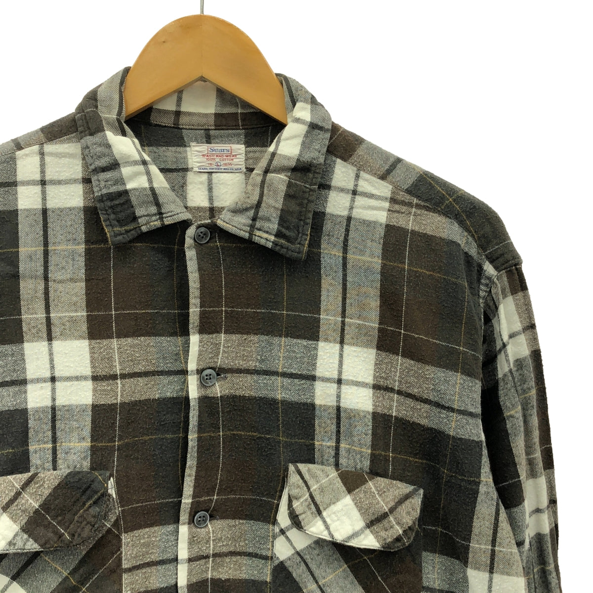 Sears | 60s Vintage Check Flannel Shirt | L | Men's