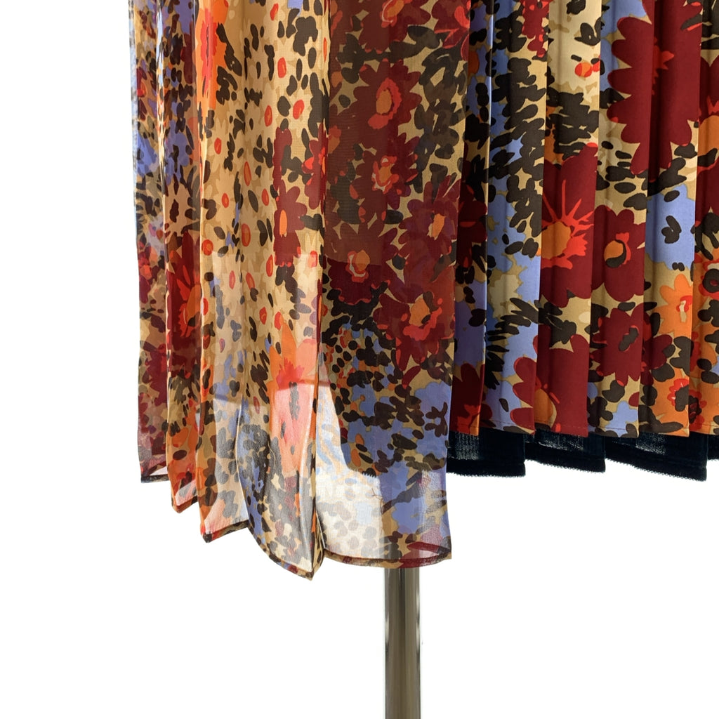 sacai / 사카이 | 플라워 프린트 벨루어 전환 주름 랩 스커트 | 1 | 여성