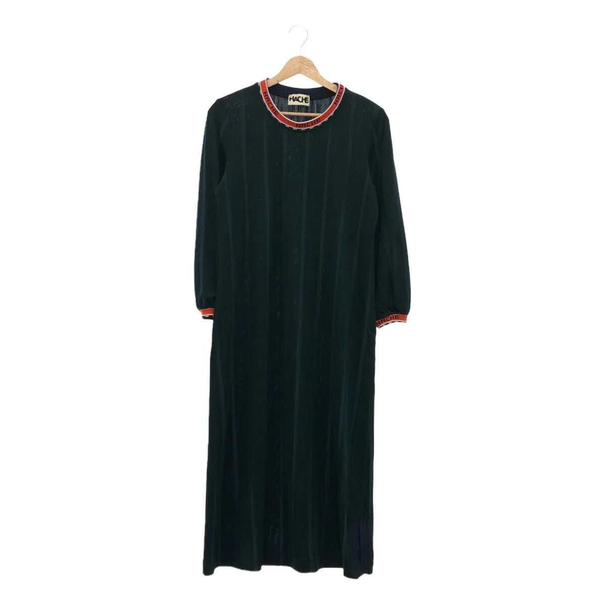 HACHE / アッシュ | ストライプ ロゴリブ切替 ニットジャージ ワンピース | 42 | レディース