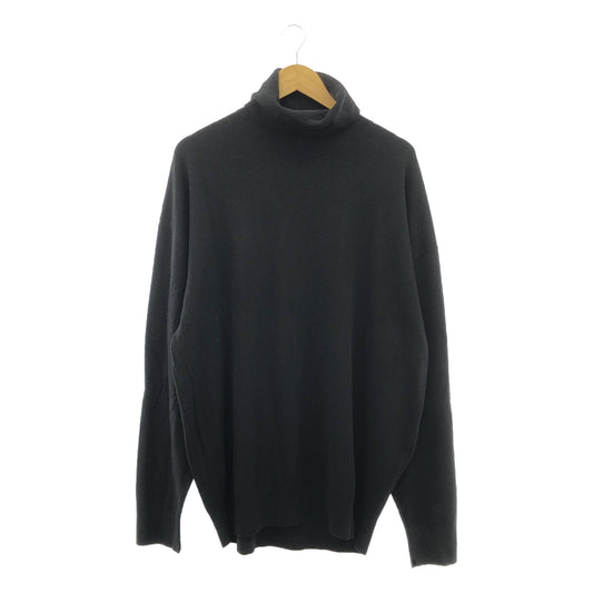 ATON | Wool high gauge oversized turtleneck knit | 06 | Black | Men's