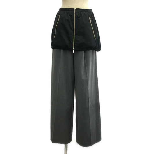 【美品】  PRANK PROJECT / プランクプロジェクト | Layered Wide Pants レイヤードワイドパンツ | 38 | グレー×ブラック | レディース
