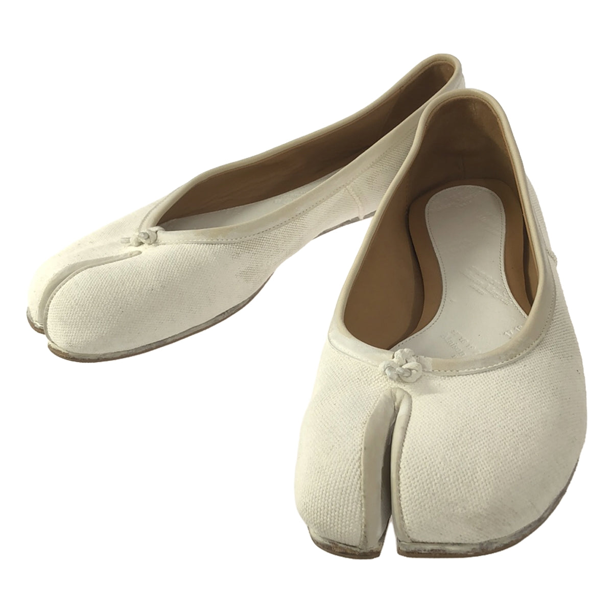 [Beautiful Condition] Maison Margiela | 2021SS | Tabi Canvas Painted Ballet Shoes | Size 38 | White | Women's