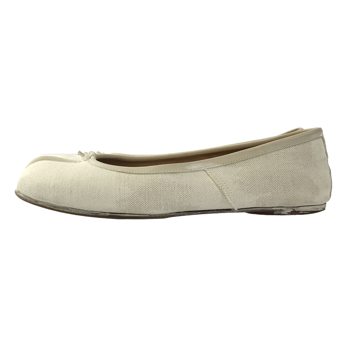 [Beautiful Condition] Maison Margiela | 2021SS | Tabi Canvas Painted Ballet Shoes | Size 38 | White | Women's