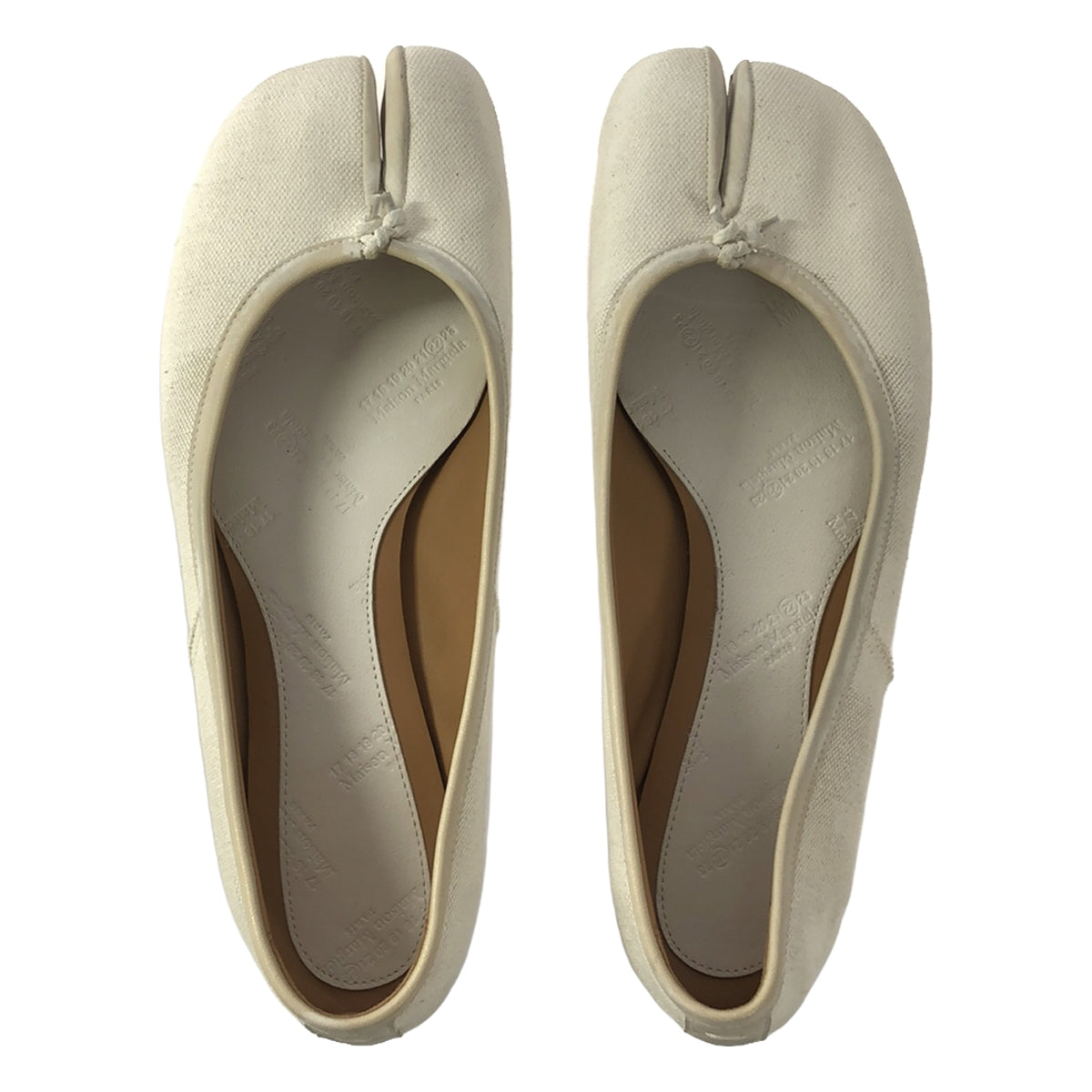 [Beautiful Condition] Maison Margiela | 2021SS | Tabi Canvas Painted Ballet Shoes | Size 38 | White | Women's