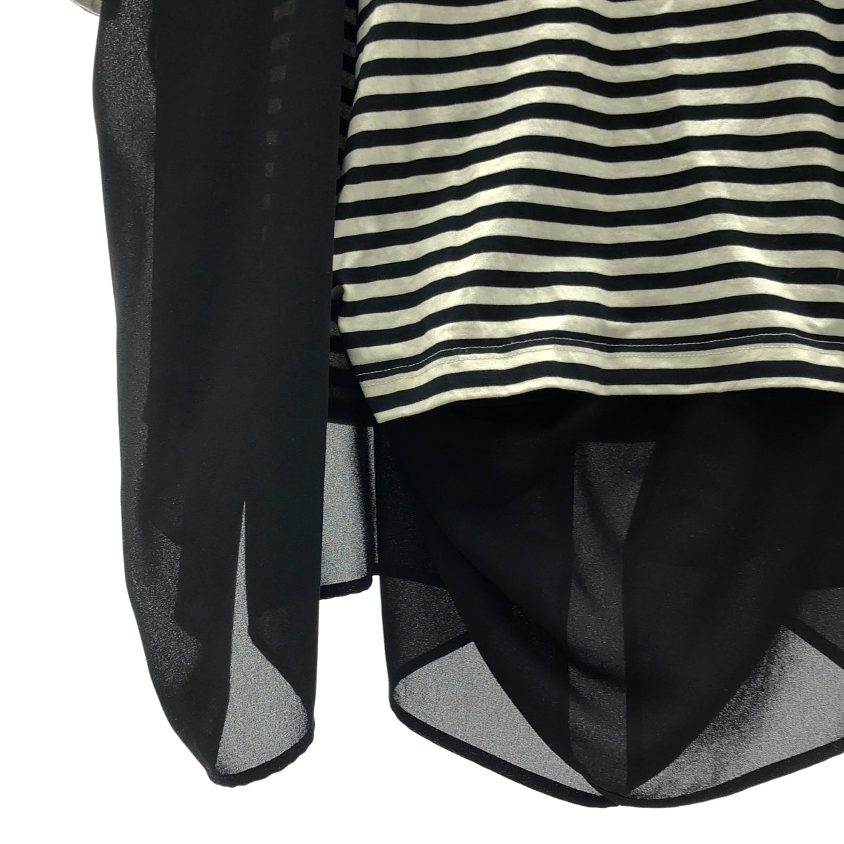 JUNYA WATANABE COMME des GARCONS / ジュンヤワタナベ | 2019SS | 異素材切替 ボーダー バルーン ロング カットソー | ブラック/ホワイト | レディース