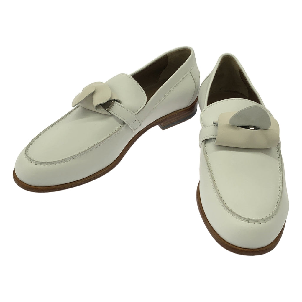 【美品】  HERMES / エルメス | デスタン ターンロック ローファー レザーシューズ 革靴 | 37 1/2 | ホワイト | レディース