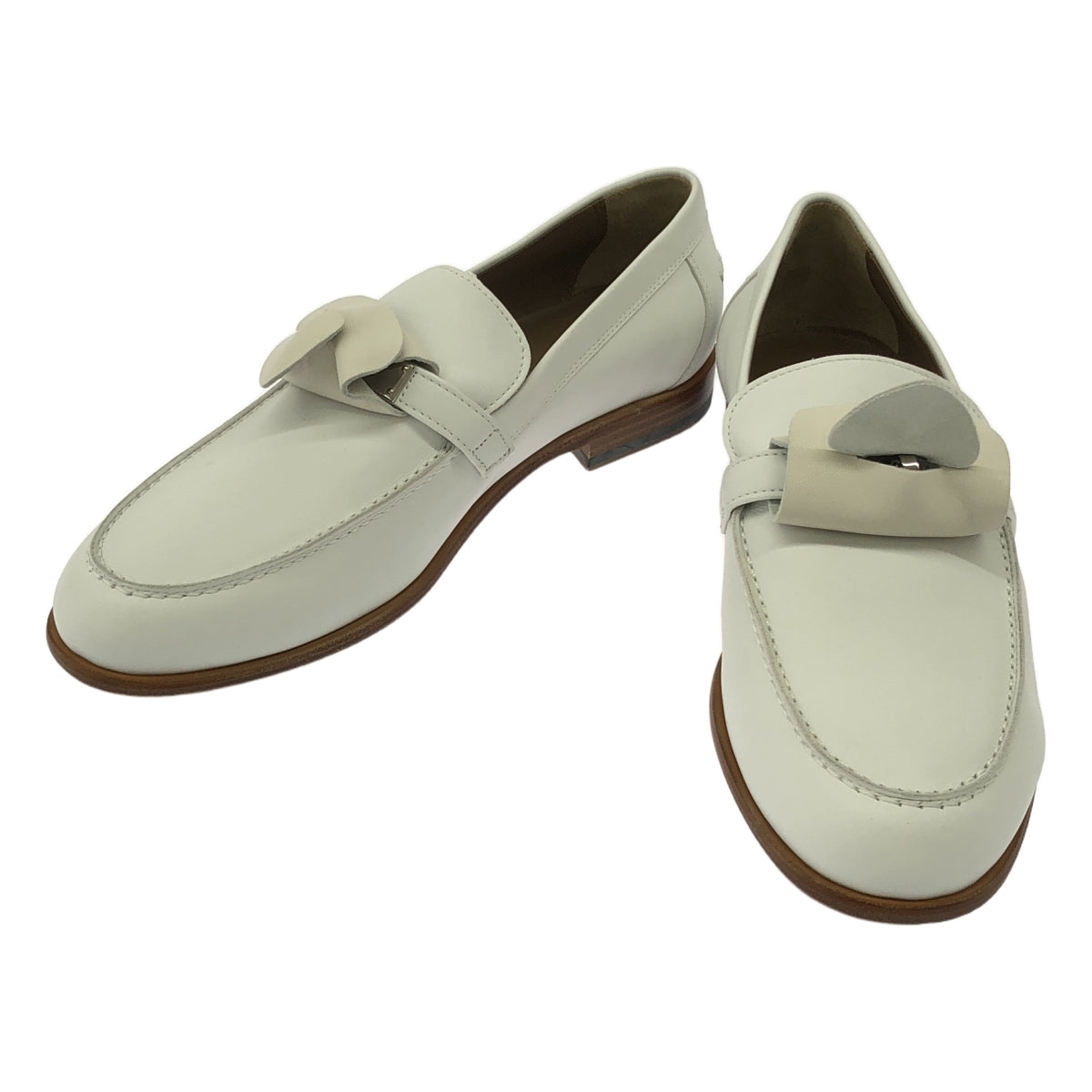 【美品】  HERMES / エルメス | デスタン ターンロック ローファー レザーシューズ 革靴 | 37 1/2 | ホワイト | レディース