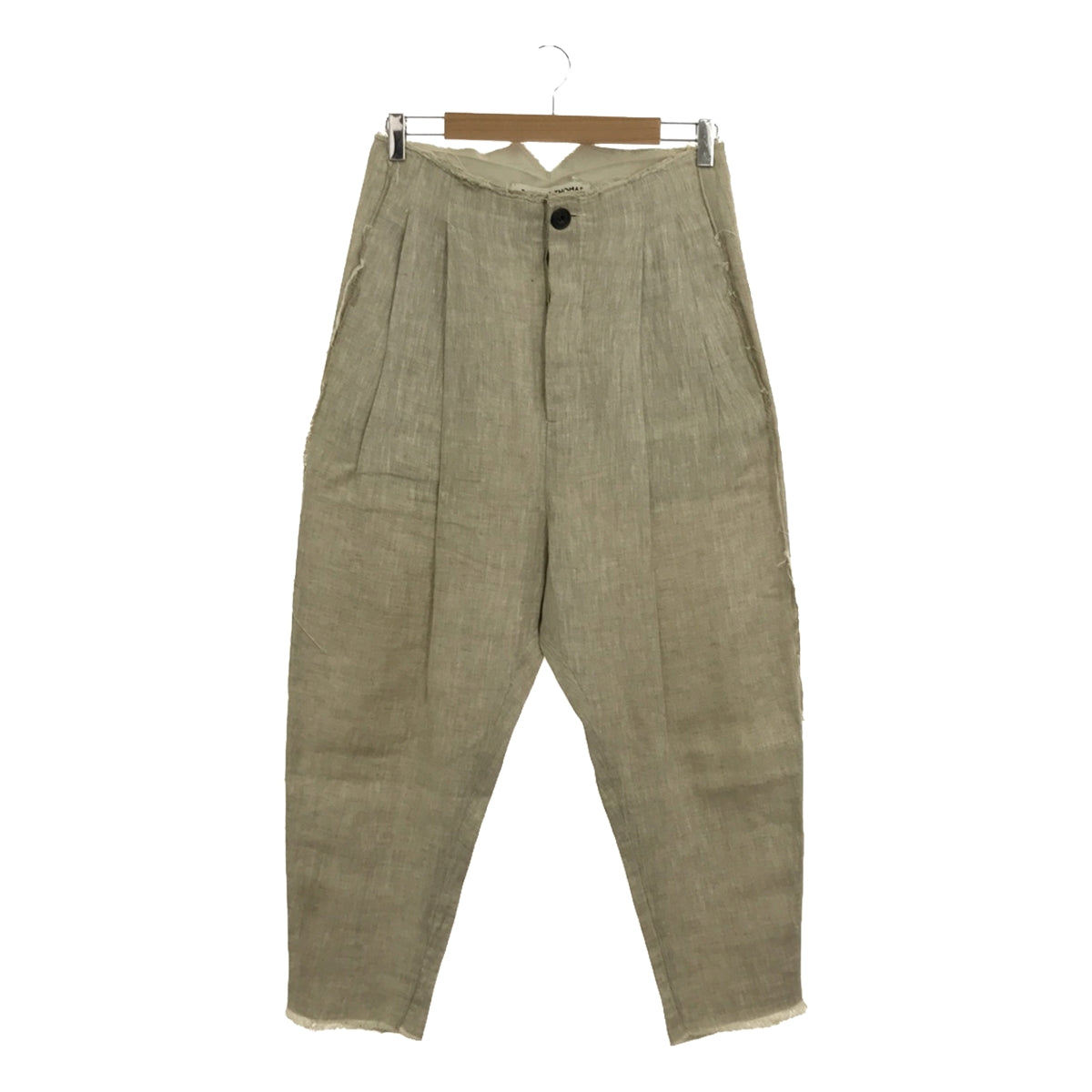 [全新] OLUBIYI THOMAS | 2022春夏 |束腰長褲 復古布料亞麻束腰 2 褶休閒褲 | 2 |燕麥片 |男士