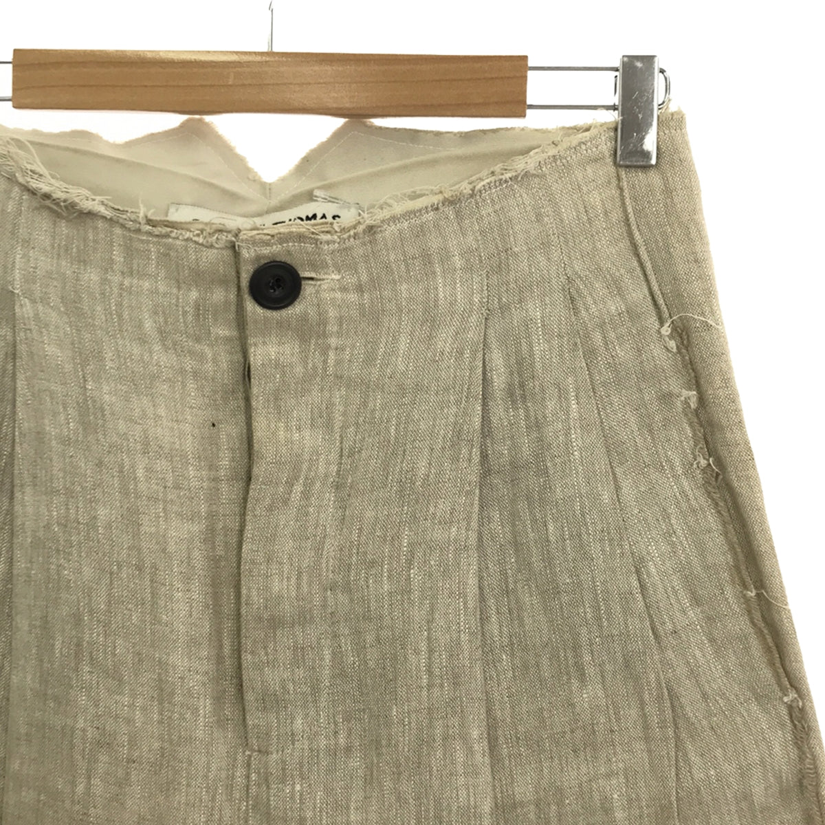[全新] OLUBIYI THOMAS | 2022春夏 |束腰長褲 復古布料亞麻束腰 2 褶休閒褲 | 2 |燕麥片 |男士