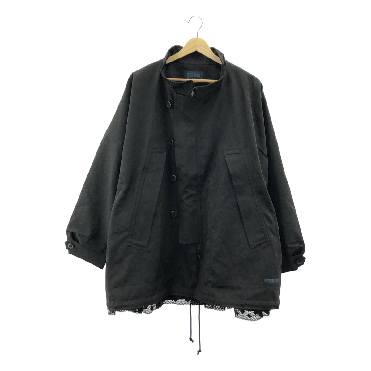 REGULATION Yohji Yamamoto | 2017 春夏 | 提花蕾絲多層立領大衣 | 3 碼 | 黑色 | 女款