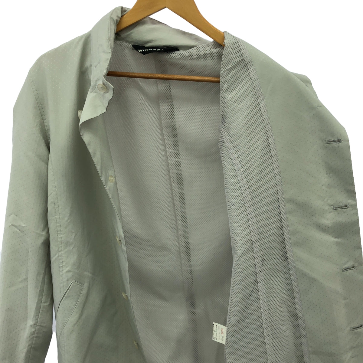 ISSEY MIYAKE / 이세이 미야케 | 90s 빈티지 WINDCOAT 실크 혼합 총 무늬 자수 스탠드 컬러 재킷 | M | 회색 | 여성