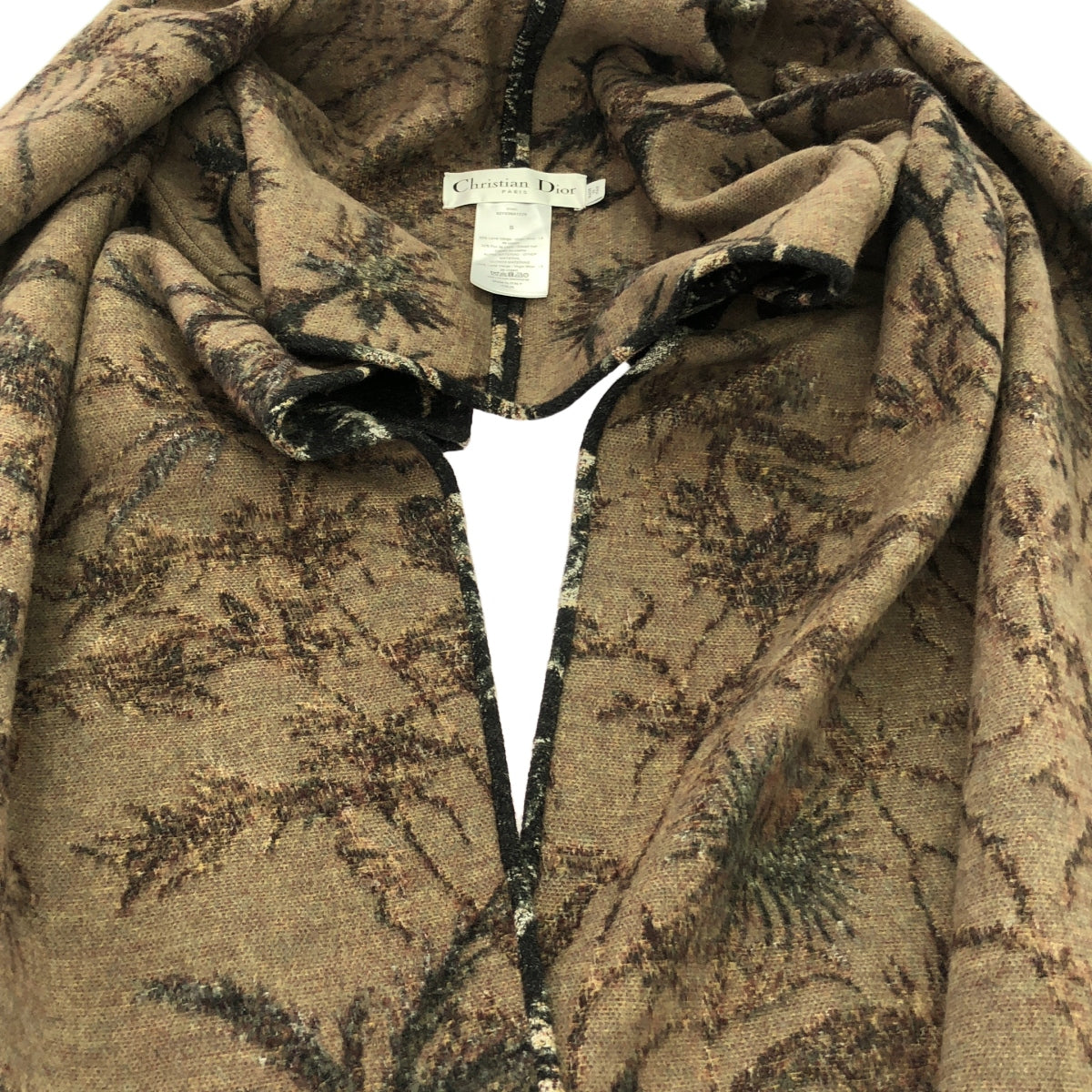 [狀況良好] Christian Dior | 2020SS | 羊毛提花流蘇披肩 | S | 炭黑色 | 女款